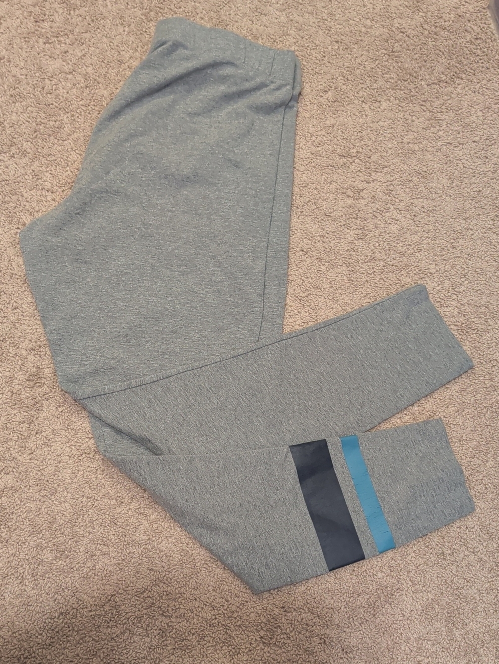 George Women's Gray Leggings with Blue and Navy Calf Stripes